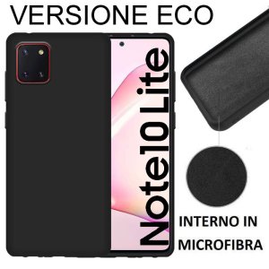 CUSTODIA per SAMSUNG GALAXY NOTE 10 LITE - IN SILICONE EFFETTO SOFT TOUCH ED INTERNO IN MICROFIBRA NERO