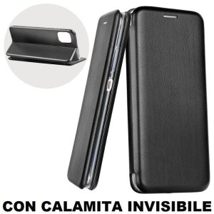 CUSTODIA per SAMSUNG GALAXY NOTE 10 LITE, A81 - FLIP ORIZZONTALE SIMILPELLE CHIUSURA MAGNETICA INVISIBILE E INTERNO IN TPU NERO