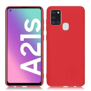 CUSTODIA per SAMSUNG GALAXY A21s (SM-A217) - IN GEL TPU SILICONE SLIM COLORE ROSSO SATINATO