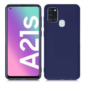 CUSTODIA per SAMSUNG GALAXY A21s (SM-A217) - IN GEL TPU SILICONE SLIM COLORE BLU SATINATO