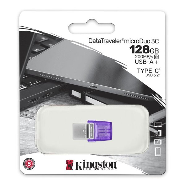 PEN DRIVE 128GB CON ATTACCO USB 3.2 E TYPE-C - DataTraveler microDuo 3C DTDUO3CG3/128GB KINGSTON