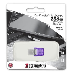 PEN DRIVE 256GB CON ATTACCO USB 3.2 E TYPE-C - VELOCITA' IN LETT. A 200MB/s DataTraveler microDuo 3C DTDUO3CG3/256GB KINGSTON