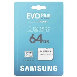 MEMORY CARD MICRO SDXC 64GB CLASSE 10 UHS-I U1 CON VELOCITA' DI TRASFERIMENTO FINO A 130 MB/s MB-MC64KA/EU EVO PLUS SAMSUNG