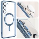 CUSTODIA per SAMSUNG GALAXY S24 PLUS IN TPU A 360° (COMPRESE FOTOCAMERE) DETTAGLI CROMATI BLU E COMPATIBILE RICARICA MAGSAFE