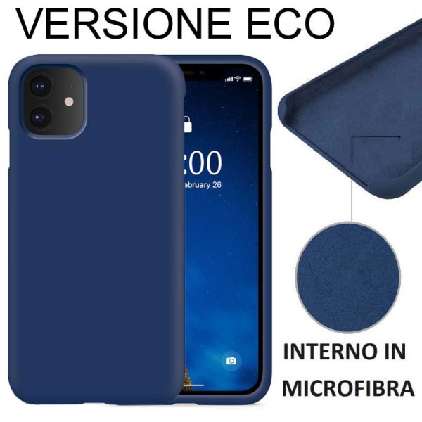 CUSTODIA per APPLE IPHONE 11 (6.1") - IN SILICONE CON EFFETTO SOFT TOUCH ED INTERNO IN MICROFIBRA BLU VERSIONE ECONOMICA