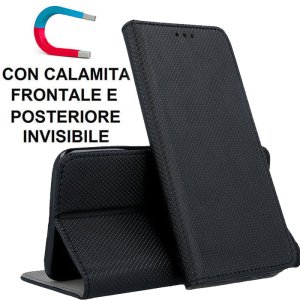 CUSTODIA per MOTOROLA MOTO G30, G10, G20, G10 POWER - FLIP ORIZZONTALE CON CHIUSURA MAGNETICA INVISIBILE E INTERNO IN TPU NERO