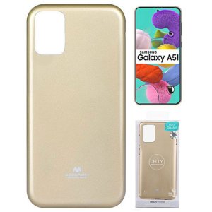 CUSTODIA per SAMSUNG GALAXY A51 (SM-A515) IN GEL TPU SILICONE COLORE ORO LUCIDO CON GLITTER MERCURY - ATTENZIONE..