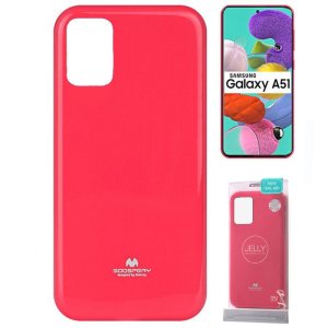 CUSTODIA per SAMSUNG GALAXY A51 (SM-A515) IN GEL TPU SILICONE COLORE FUCSIA LUCIDO CON GLITTER MERCURY - ATTENZIONE..