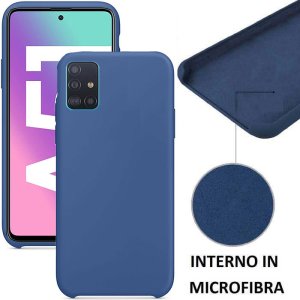 CUSTODIA per SAMSUNG GALAXY A51 (SM-A515) IN SILICONE CON EFFETTO SOFT TOUCH ED INTERNO IN MICROFIBRA BLU - ATTENZIONE..