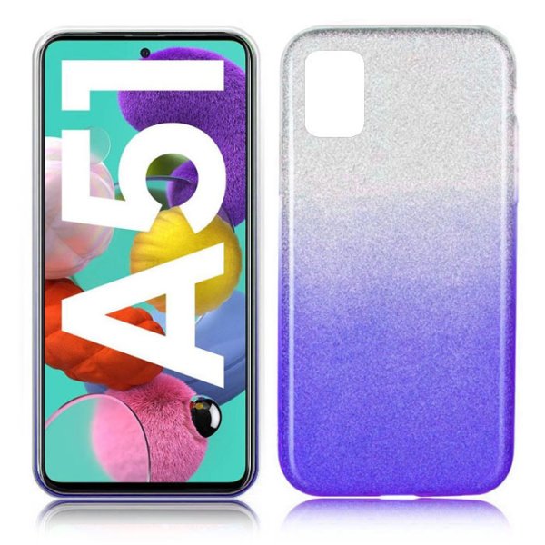 CUSTODIA per SAMSUNG GALAXY A51 (SM-A515) IN GEL TPU SILICONE VIOLA SFUMATO CON BRILLANTINI - ATTENZIONE..