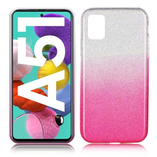 CUSTODIA per SAMSUNG GALAXY A51 (SM-A515) IN GEL TPU SILICONE ROSA SFUMATO CON BRILLANTINI - ATTENZIONE..