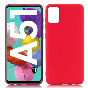 CUSTODIA per SAMSUNG GALAXY A51 (SM-A515) - IN GEL TPU SILICONE SLIM ROSSO SATINATO - ATTENZIONE..