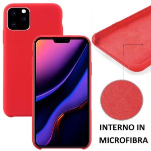 CUSTODIA per APPLE IPHONE 11 PRO MAX (6.5") IN SILICONE CON EFFETTO SOFT TOUCH ED INTERNO IN MICROFIBRA COLORE ROSSO