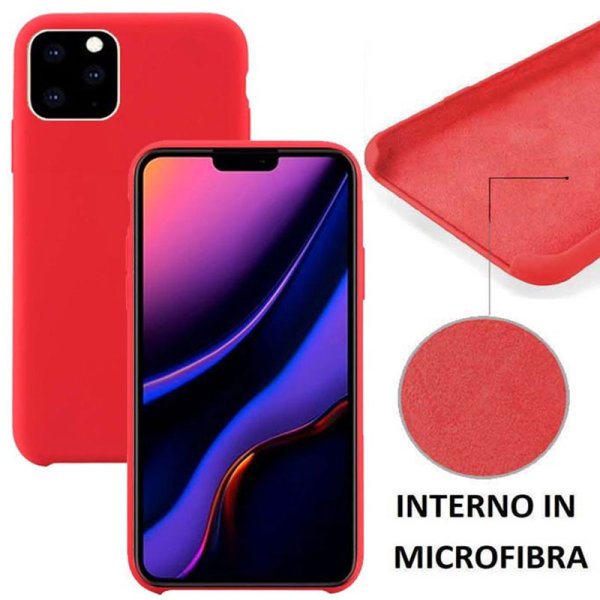 CUSTODIA per APPLE IPHONE 11 PRO MAX (6.5") IN SILICONE CON EFFETTO SOFT TOUCH ED INTERNO IN MICROFIBRA COLORE ROSSO