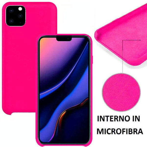 CUSTODIA per APPLE IPHONE 11 PRO MAX (6.5") IN SILICONE CON EFFETTO SOFT TOUCH ED INTERNO IN MICROFIBRA COLORE FUCSIA