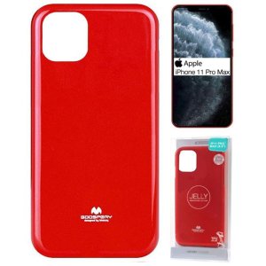 CUSTODIA per APPLE IPHONE 11 PRO MAX (6.5")  IN GEL TPU SILICONE COLORE ROSSO LUCIDO CON GLITTER MERCURY