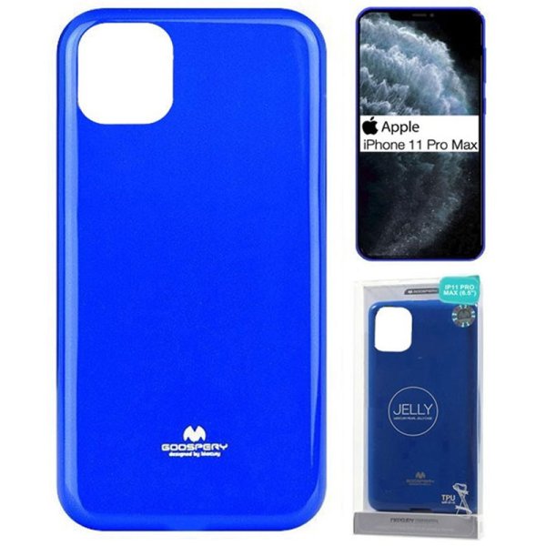 CUSTODIA per APPLE IPHONE 11 PRO MAX (6.5")  IN GEL TPU SILICONE COLORE BLU LUCIDO CON GLITTER MERCURY