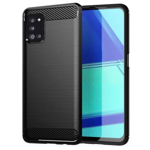 CUSTODIA per OPPO A52, OPPO A72 (NO versione 5G), OPPO A92 - TPU SILICONE EFFETTO METALLICO INSERTI IN FANTASIA CARBONIO NERO