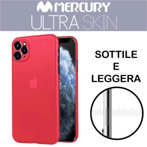 CUSTODIA per APPLE IPHONE 11 PRO MAX (6.5") BACK RIGIDA ULTRA SLIM 0,3mm COLORE ROSSO-TRASPARENTE MERCURY BLISTER