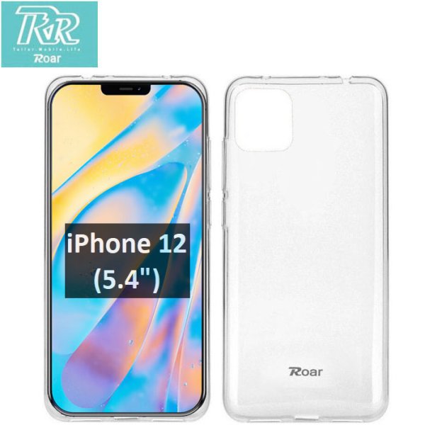 CUSTODIA per APPLE IPHONE 12 MINI (5.4") IN GEL TPU SILICONE TRASPARENTE ALTA QUALITA' ROAR COLORFUL BLISTER