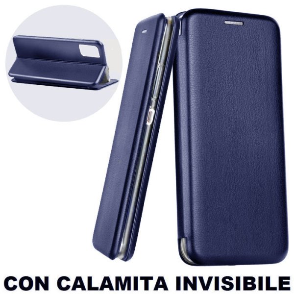 CUSTODIA per SAMSUNG GALAXY A52 4G, A52 5G, A52S 5G - FLIP ORIZZONTALE SIMILPELLE CHIUSURA INVISIBILE E INTERNO TPU BLU