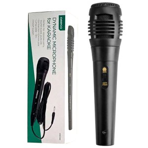 MICROFONO CON FILO LUNGHEZZA 3 MT, ATTACCO JACK 6,3MM E TASTO ON/OFF PER KARAOKE, PRESENTAZIONI COLORE NERO OMEGA BLISTER