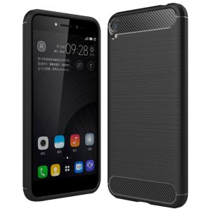 CUSTODIA per ASUS ZENFONE LIVE (ZB501KL) IN GEL TPU SILICONE EFFETTO METALLICO CON INSERTI IN FANTASIA CARBONIO COLORE NERO