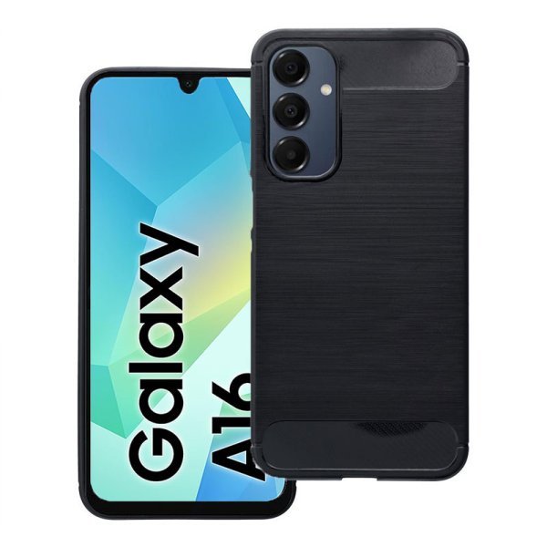 CUSTODIA per SAMSUNG GALAXY A16 (4G/5G) IN GEL TPU SILICONE COLORE NERO EFFETTO METALLICO CON INSERTI FANTASIA CARBONIO