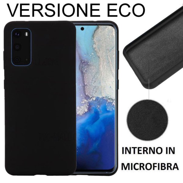 CUSTODIA per SAMSUNG GALAXY S20 PLUS (G985) - IN SILICONE EFFETTO SOFT TOUCH ED INTERNO IN MICROFIBRA NERO VERSIONE ECONOMICA