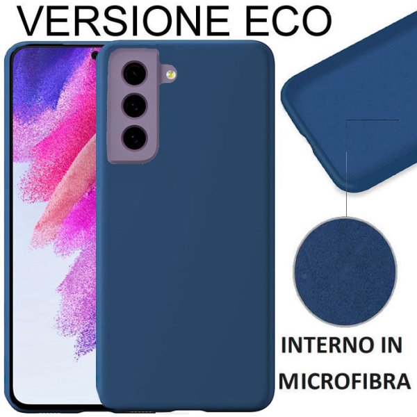 CUSTODIA per SAMSUNG GALAXY S21 FE 5G (SM-G990B) IN GEL TPU SILICONE EFFETTO SOFT TOUCH CON INTERNO IN MICROFIBRA COLORE BLU