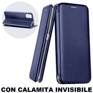 CUSTODIA per SAMSUNG GALAXY A02s (A025F), M02s - FLIP ORIZZONTALE SIMILPELLE CHIUSURA MAGNETICA INVISIBILE E INTERNO IN TPU BLU