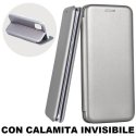 CUSTODIA per SAMSUNG GALAXY A02s, M02s - FLIP ORIZZONTALE SIMILPELLE CHIUSURA MAGNETICA INVISIBILE E INTERNO IN TPU GRIGIO