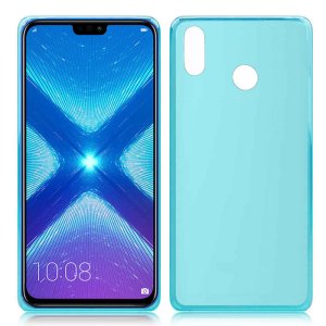 CUSTODIA per HUAWEI HONOR 8X, HONOR VIEW 10 LITE IN GEL TPU SILICONE COLORE AZZURRO TRASPARENTE