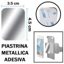 PLACCA METALLICA ADESIVA UNIVERSALE RETTANGOLARE DIMENSIONI 4,5 CM x 3,5 CM COLORE GRIGIO