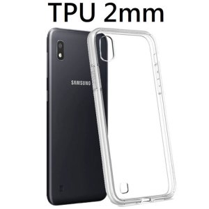 CUSTODIA per SAMSUNG GALAXY A10 (SM-A105) IN GEL TPU SILICONE 2mm TRASPARENTE CON CORNICE BIANCO OPACO