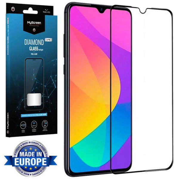 PELLICOLA per XIAOMI REDMI 9A, REDMI 9C, REDMI 9AT - VETRO TEMPERATO FULL FACE 9H - FULL GLUE CORNICE NERA MYSCREEN