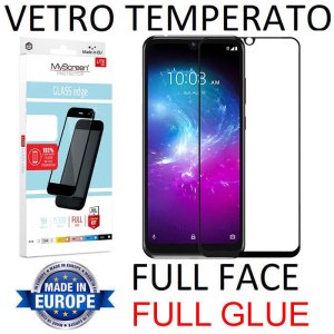 PELLICOLA per ZTE BLADE A5 2020 - IN VETRO TEMPERATO FULL FACE 9H - FULL GLUE 0,33mm CON CORNICE NERA MYSCREEN LITE BLISTER