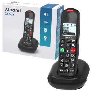 CORDLESS ALCATEL XL685 CON TASTI GRANDI, VIVAVOCE ,TASTO DIRETTO BLOCCO CHIAMATE E ID CHIAMANTE COLORE NERO