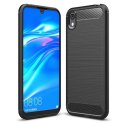 CUSTODIA per HUAWEI Y5 2019, HONOR 8S IN GEL TPU SILICONE EFFETTO METALLICO CON INSERTI IN FANTASIA CARBONIO COLORE NERO