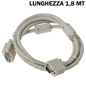 CAVO PROLUNGA VGAMF18 DA VGA MASCHIO A VGA FEMMINA LUNGHEZZA 1,8MT COLORE GRIGIO