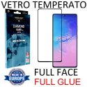 PELLICOLA per SAMSUNG GALAXY S10 LITE, A91 - VETRO TEMPERATO FULL FACE 9H - FULL GLUE 0,33mm CORNICE NERA MYSCREEN DIAMOND