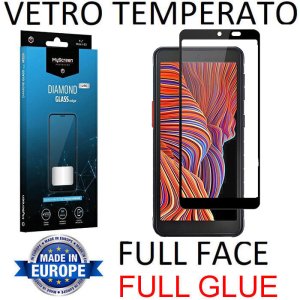 PELLICOLA per SAMSUNG GALAXY XCOVER 5 (SM-G525F) - VETRO TEMPERATO FULL FACE 9H - FULL GLUE CORNICE NERA MYSCREEN DIAMOND LITE