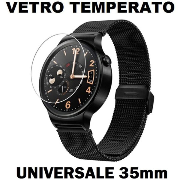 PELLICOLA PROTEGGI DISPLAY UNIVERSALE VETRO TEMPERATO 0,33mm PER SMARTWATCH CON DIAMETRO DA 35 mm