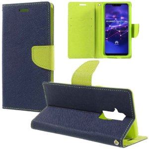 CUSTODIA per HUAWEI MATE 20 LITE - FLIP ORIZZONTALE CON INTERNO IN TPU, STAND, PORTA CARTE E CHIUSURA MAGNETICA COLORE BLU