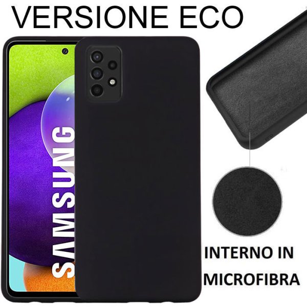 CUSTODIA per SAMSUNG GALAXY A52 4G, A52 5G, A52S 5G SILICONE EFFETTO SOFT TOUCH ED INTERNO IN MICROFIBRA COLORE NERO