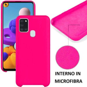 CUSTODIA per SAMSUNG GALAXY A21s (SM-A217) IN SILICONE CON EFFETTO SOFT TOUCH ED INTERNO IN MICROFIBRA COLORE FUCSIA