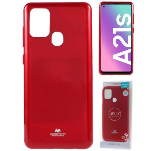 CUSTODIA per SAMSUNG GALAXY A21s (SM-A217) IN GEL TPU SILICONE COLORE ROSSO LUCIDO ALTA QUALITA' MERCURY BLISTER