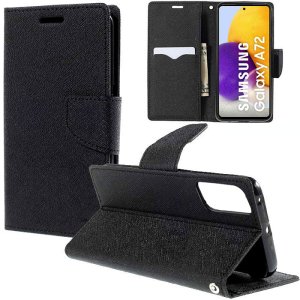 CUSTODIA per SAMSUNG GALAXY A72 5G (A726B), A72 4G (A725F) - FLIP ORIZZONTALE CON INTERNO IN TPU E CHIUSURA MAGNETICA NERO