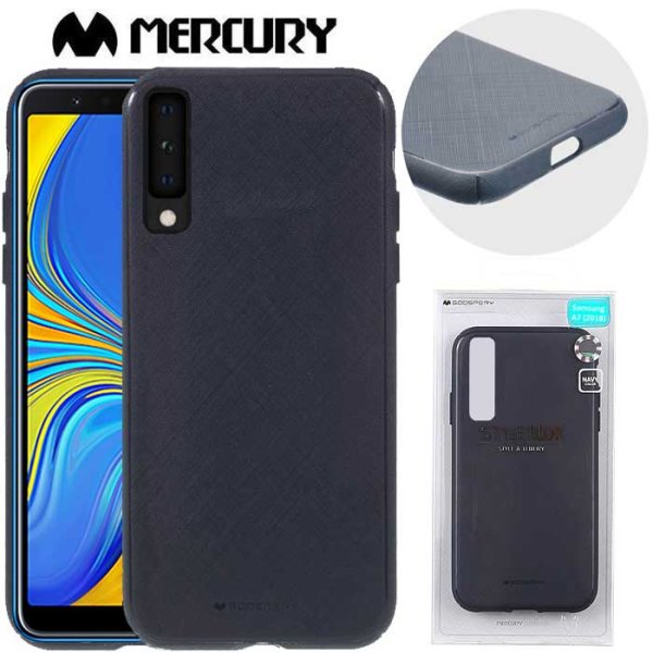 CUSTODIA per SAMSUNG GALAXY A7 2018 (SM-A750) IN GEL TPU SILICONE COLORE BLU ALTA QUALITA' MERCURY STYLE LUX BLISTER