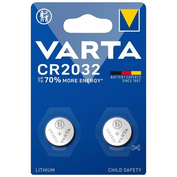 BATTERIA A BOTTONE CR2032 AL LITIO 3V - CONFEZIONE DA 2 PEZZI CR2032/2 VARTA